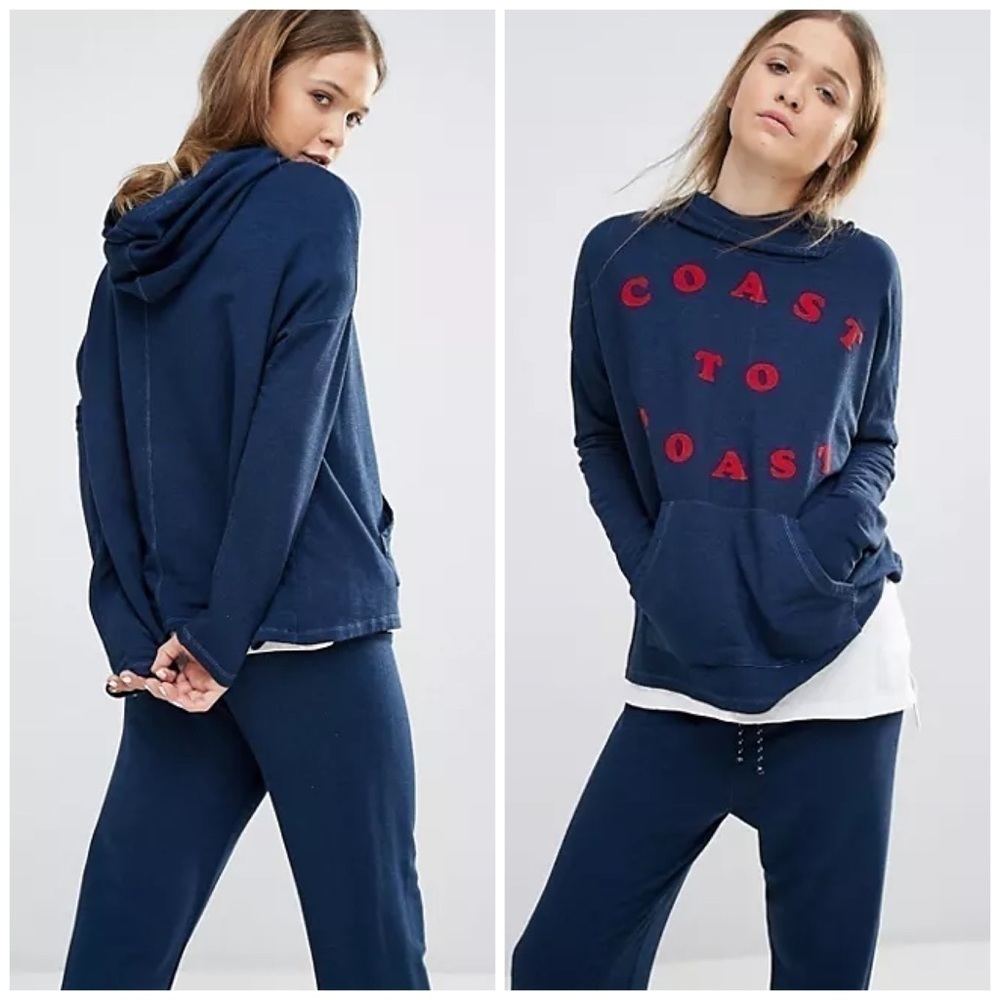 Sundry Coast To Coast Hooded Sweatshirt Navy Casual Athleisure Streetwear Size 3